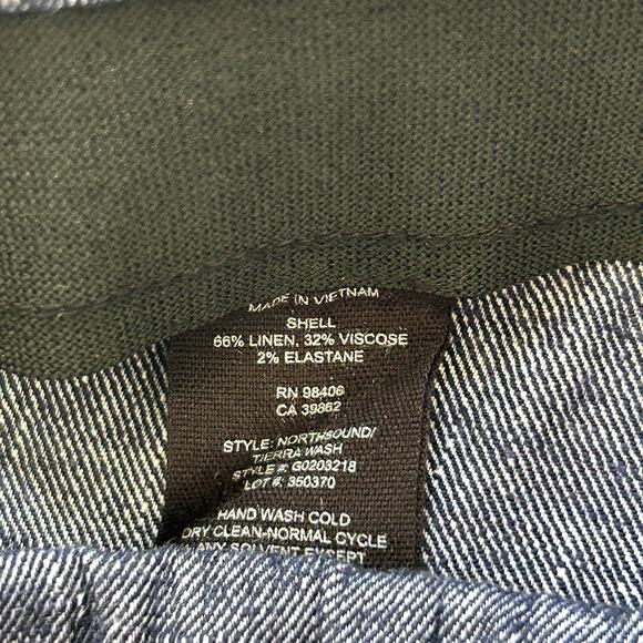 Theory Northsound Tierra Linen Pants 10 Washed Denim Blue Pull On Travel Crop - Picture 7 of 8